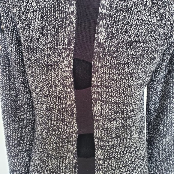 Gray Black Textured Sweater w/ Back Cut-out & Cold Shoulder - Picture 5 of 6